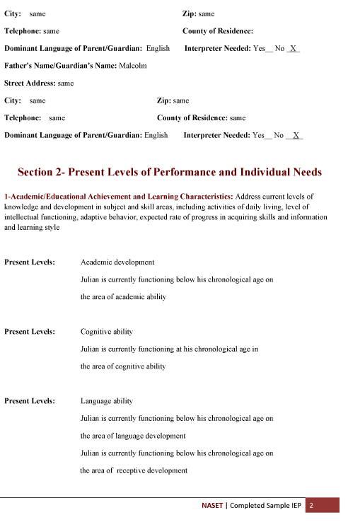 Completed Sample IEP2