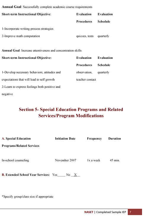 Completed Sample IEP7