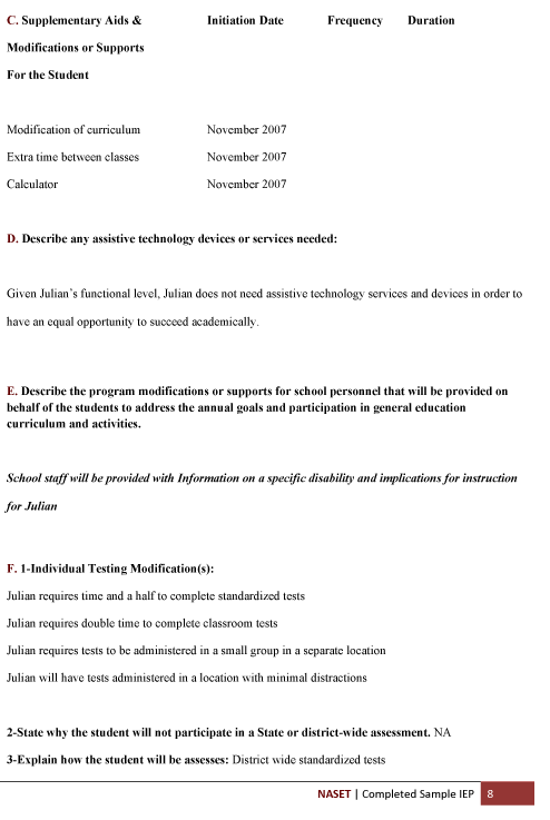 Completed Sample IEP8