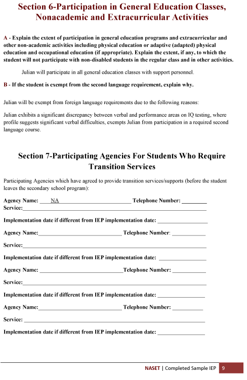 Completed Sample IEP9