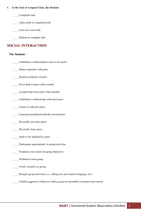 Structured Observ Chklst 2