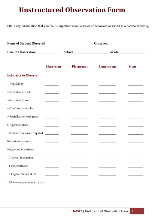 Unstruct Observation Form