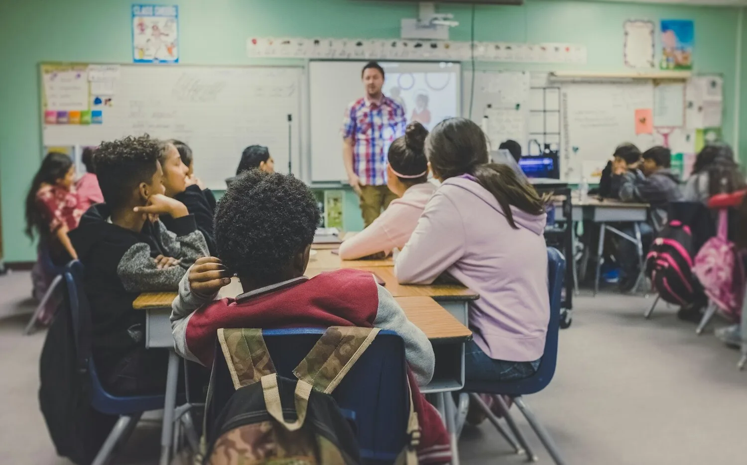 Teacher leading instruction for middle school students with diverse learning needs