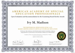 NASET certificate for special education advocates